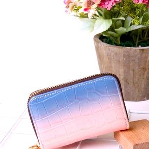 Colorblock Zipper Around Card Holder